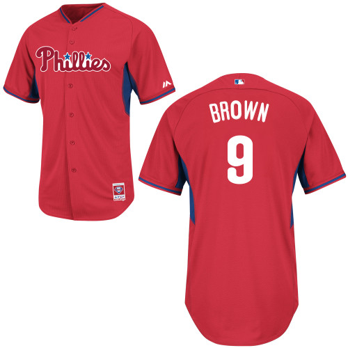 Domonic Brown #9 MLB Jersey-Philadelphia Phillies Men's Authentic 2014 Red Cool Base BP Baseball Jersey